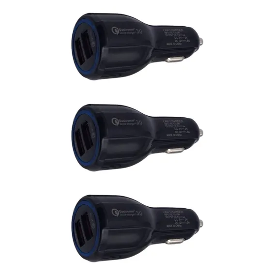 Kit 3 Carregadores Celular Veicular Usb Lsn-cc02 Atacado Cor Preto Foto 1