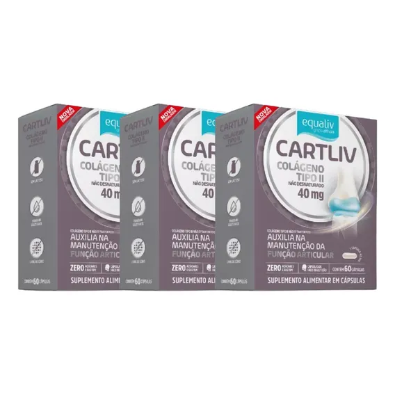 Kit 3 Cartliv Colageno Tipo 2 Equaliv 60 Cápsulas. Foto 1