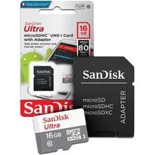 Kit 3 Cartão Memória 16gb Micro Sd Ultra 80mbs Sandisk Foto mini 1