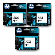 Kit 3 Cartucho Hp 664 F6v29ab Preto Ink Advantage 2136 2676 Foto  mini 1