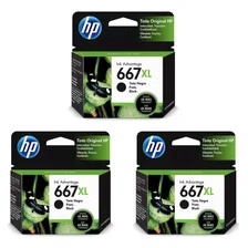 Kit 3 Cartucho Hp 667 667xl Deskjet 2776 Preto Foto mini 1