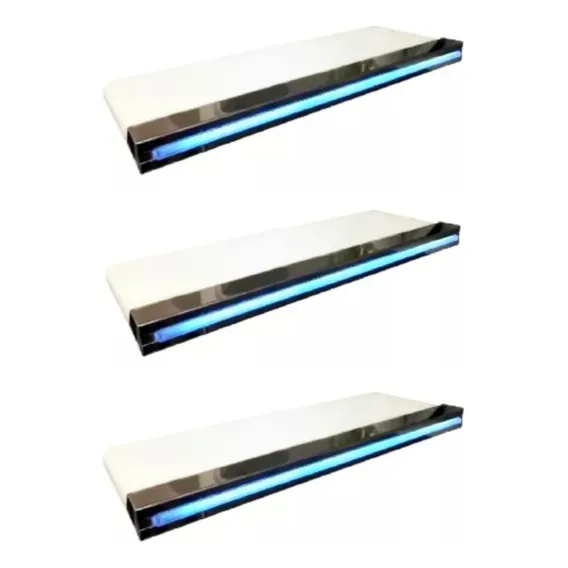Kit 3 Cascata Fibra Embutir 40cm Inox Com Led Piscina Parede Foto 1