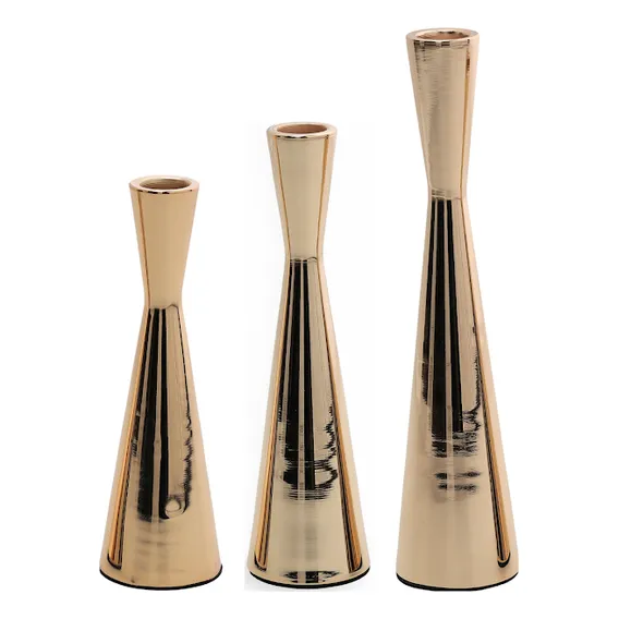 Kit 3 Castiçais Porta Velas Decorativos Elegante Luxo Grande Cor Kit 3 Castiçais Porta Vela Foto 1