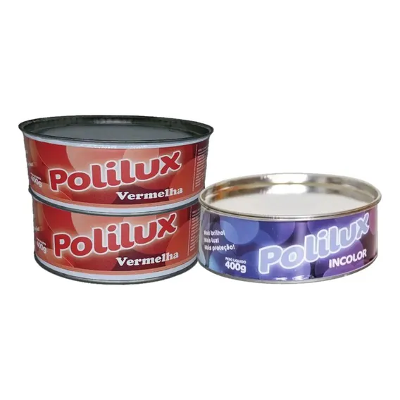 Kit 3 Ceras Pasta M贸veis Polilux 400g Incolor Vermelho Foto 1
