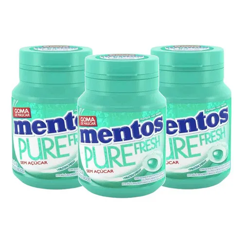 Kit 3 Chiclete Mentos Pure Fresh Wintergreen Zero Açucar 56g Foto 1