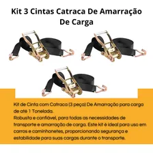 Kit 3 Cinta Catraca 4,50 Mts Capacidade 1 Tonelada - Lisfer Foto mini 2