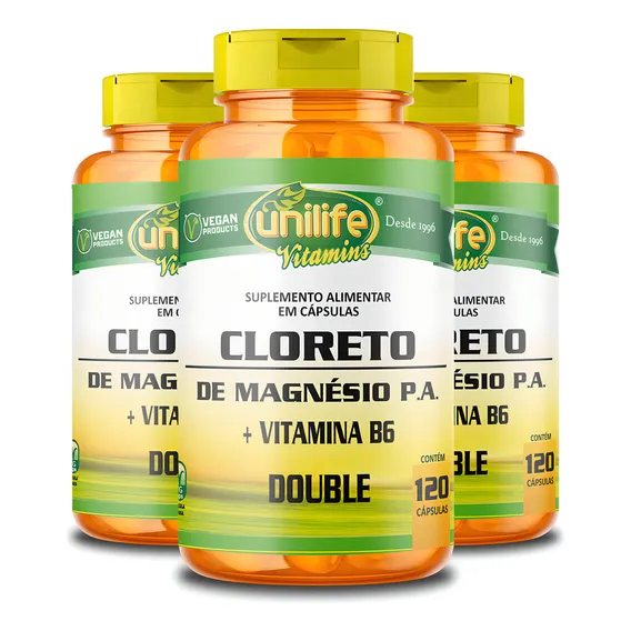 Kit 3 Cloreto De Magnésio 810mg Unilife 120 Cápsulas Sabor Sem sabor Foto 1