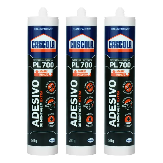 Kit 3 Cola Fixa Tudo Adesivo Montagem Pl700 290g Cascola Foto 1