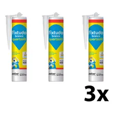 Kit 3 Cola Fixtudo Branco Quartzolit 400g Foto mini 3