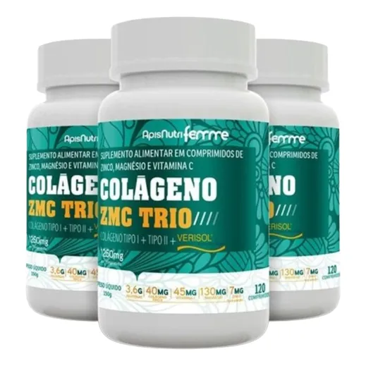 Kit 3 Colágeno ZMC Trio ApisNutri 120 Comprimidos Foto 1