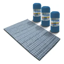 Kit 3 Colchonete Camping Casal 190x130 C/ Bolsa Xadrez Azul Foto  mini 1