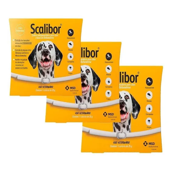 Kit 3 Coleiras Antipulgas Scalibor Cães Grandes 65cm Foto 1