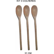 Kit 3 Colheres De Pau Madeira 3 Unidades 31cm Foto mini  2