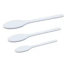 Kit 3 Colheres Polietileno Maciça Confeitaria Culinaria Cabo Branco Sol´rac Foto mini  3