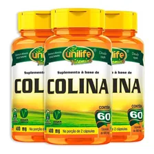 Kit 3 Colina Vitamina B8 Unilife 60 Cápsulas Foto mini 1