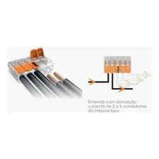 Kit 3 Conector Wago Emenda 5 Fios Mod. 221-415 Foto mini 2