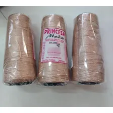 Kit 3 Cones Linha Princesa Moda Fio Grosso Crochê 500m Cor Bege-rosado 3511 Foto mini 2