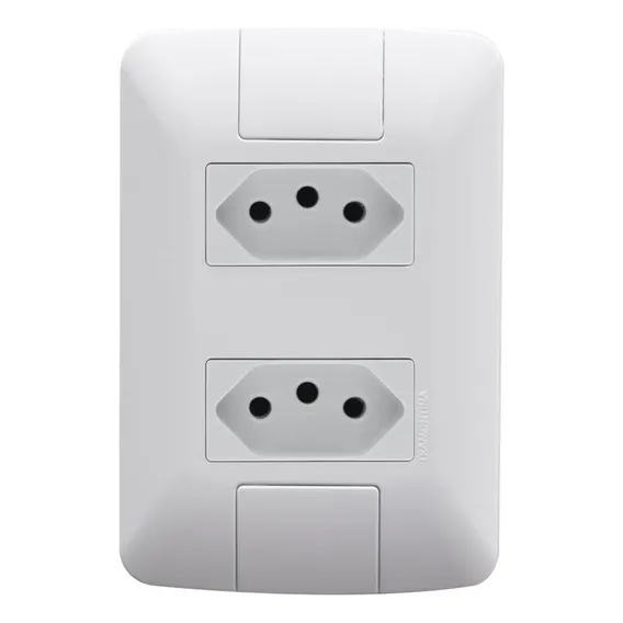 Kit 3 Conjunto Tomada Dupla 20a Aria 4x2 Tramontina Cor Branco Foto 1