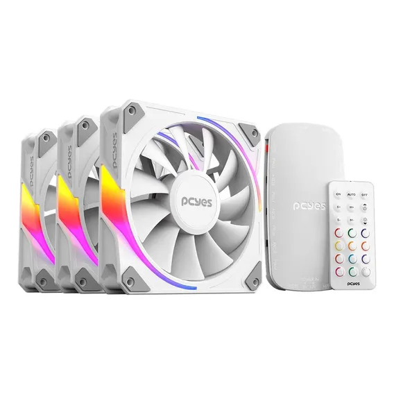 Kit 3 Cooler Fan Sangue Frio 3 Argb White Ghost 120mm Pcyes Led Rgb Foto 1