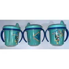 Kit 3 Copo Ou Caneca Treinamento Bebê Plástico 280 Mick Cor Azul Mickey Foto mini 1