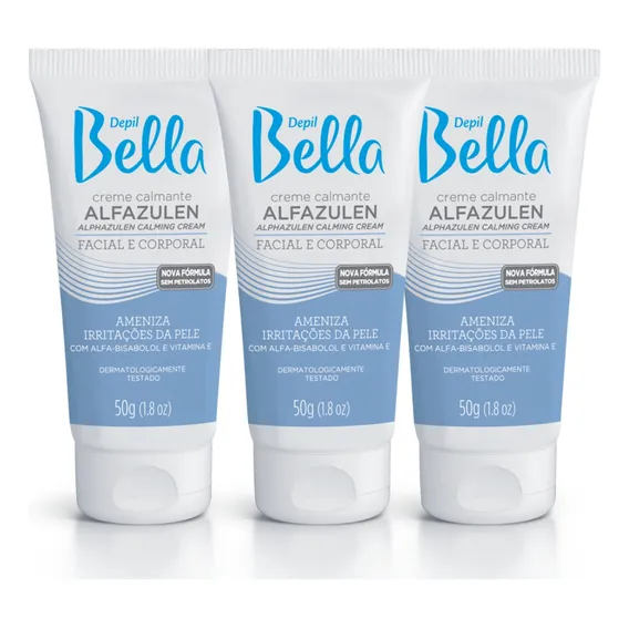 Kit 3 Creme Calmante Pós Depilação Rosto Corpo Depil Bella Foto 1