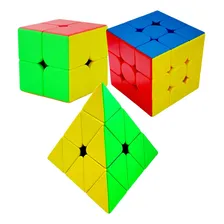 Kit 3 Cubo Mágico 2x2x2+3x3x3+pirâmide Profissional Moyu Estrutura Colorido Foto mini  2