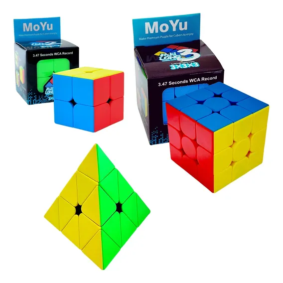 Kit 3 Cubo Mágico 2x2x2+3x3x3+pirâmide Profissional Moyu Estrutura Colorido Foto 1
