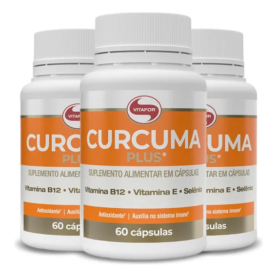 Kit 3 Curcuma Plus Vitafor 60 Cápsulas Foto 1