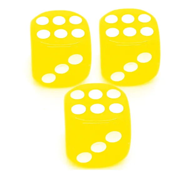 Kit 3 Dados Amarelo 6 Lados 14mm Orixás Umbanda Erês Foto 1