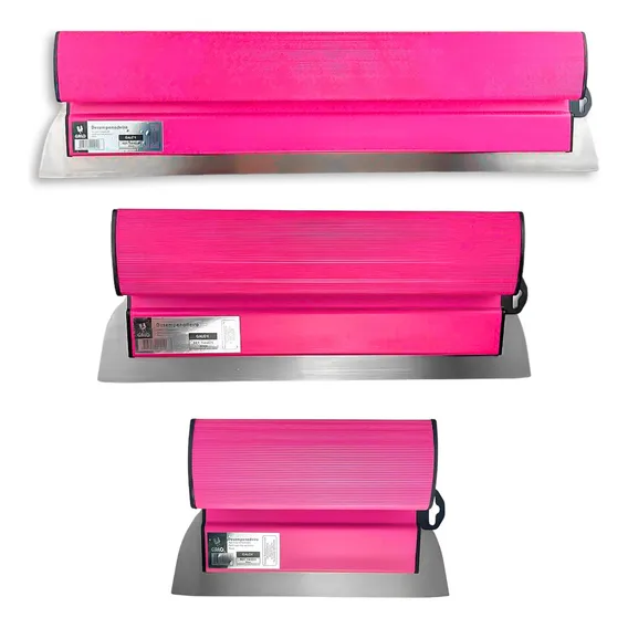 Kit 3 Desempenadeiras Berox Rosa Galo Aço Inox Massa Corrida Foto 1
