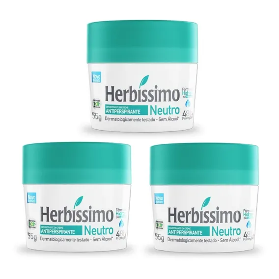Kit 3 desodorante creme Neutro Herbissimo 55g Foto 1