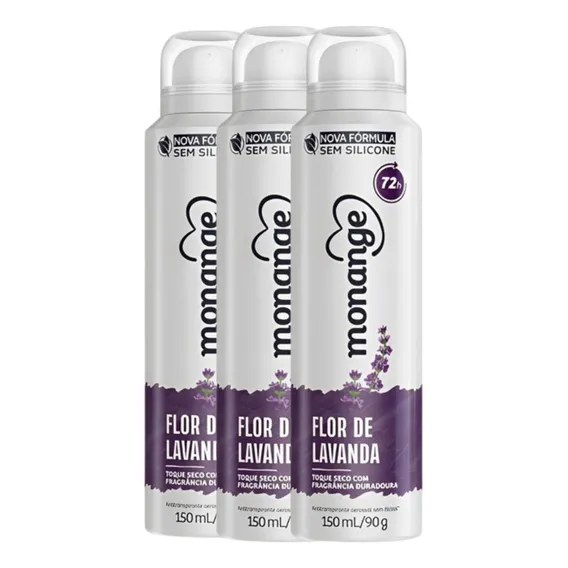 Kit 3 Desodorante Monange Flor De Lavanda 72h 150ml Foto 1