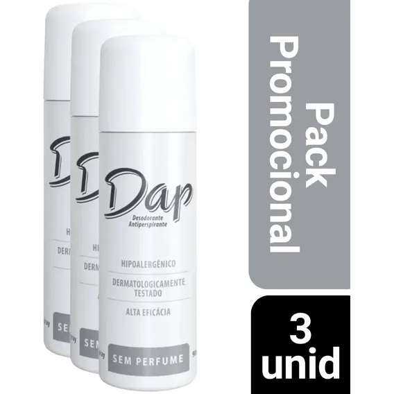Kit 3 Desodorante Spray Dap Sem Perfume 90ml Foto 1