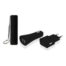 Kit 3 Em 1 Power Bank Com Cabo Micro Usb E Carregador Automo Foto  mini 1