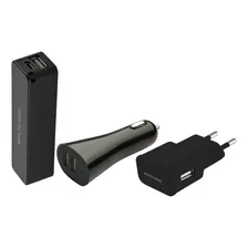 Kit 3 Em 1 Power Bank Com Cabo Micro Usb E Carregador Automo Foto mini  3