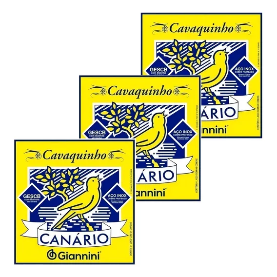 Kit 3 Encordoamento Cavaquinho Aço Giannini Gesc Canário Foto 1