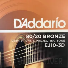 Kit 3 Encordoamento Daddario Violão 010 Aço Ej10 3d Bronze Foto mini 2