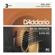 Kit 3 Encordoamento Daddario Violão 010 Aço Ej10 3d Bronze Foto mini 1