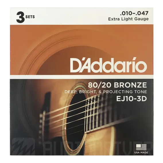 Kit 3 Encordoamento Daddario Violão 010 Aço Ej10 3d Bronze Foto 1