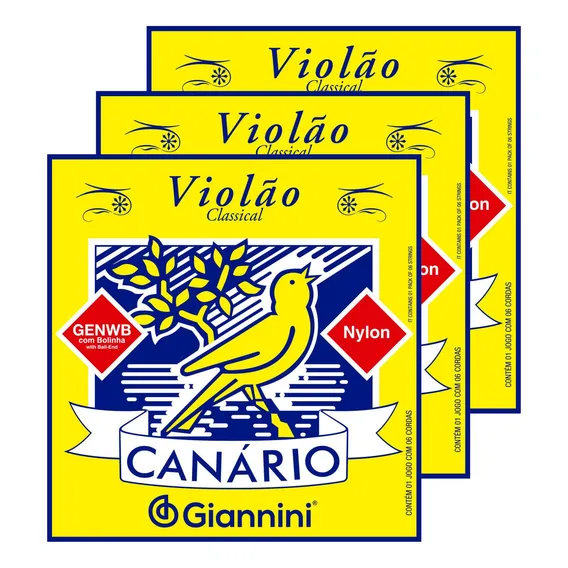 Kit 3 Encordoamento Giannini Canário Violão Nylon C/bolinha Foto 1