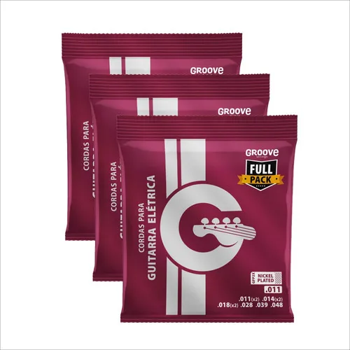 Kit 3 Encordoamento Groove Gfp2x Full Package 011 P Guitarra Foto 1