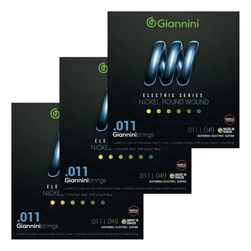 Kit 3 Encordoamento Guitarra Giannini Nickel Foto 1