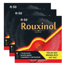 Kit 3 Encordoamento Rouxinol Violão R 50 010 Aço Bronze Foto mini 1