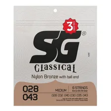 Kit 3 Encordoamento Sg Violão Nylon 028 Bronze 65/35 Foto  mini 1