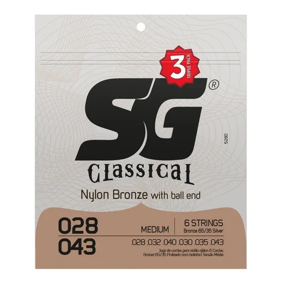 Kit 3 Encordoamento Sg Violão Nylon 028 Bronze 65/35 Foto 1