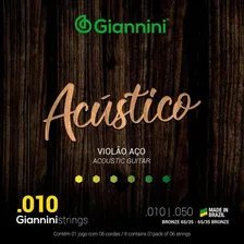 Kit 3 Encordoamento Violão Aço Giannini Geswam Acústico 010 Foto mini 2