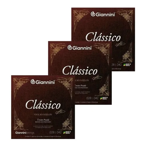 Kit 3 Encordoamento Violão Nylon Giannini Genwpa Clássico Foto 1