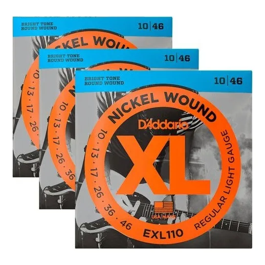 Kit 3 Encordoamentos Guitarra Daddario Xl Exl110 010 Foto 1