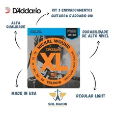 Kit 3 Encordoamentos Guitarra Daddario Xl Exl110 010 Foto mini  3