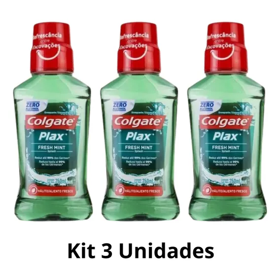 Kit 3 Enxaguante Bucal Plax Fresh Mint 250ml Colgate Foto 1